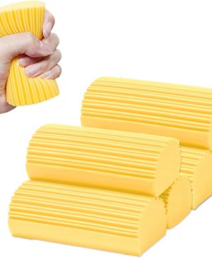 6-Pack Damp Clean Duster Sponge,Magic Sponge Eraser for Housekeeping,Reusable Cleaning Sponge for Blinds,Vents,Mirrors,Glass, Baseboards,Window Track Grooves and Railings (Yellow) - Image 1