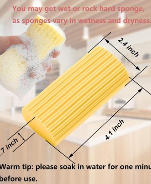 6-Pack Damp Clean Duster Sponge,Magic Sponge Eraser for Housekeeping,Reusable Cleaning Sponge for Blinds,Vents,Mirrors,Glass, Baseboards,Window Track Grooves and Railings (Yellow) - Image 2